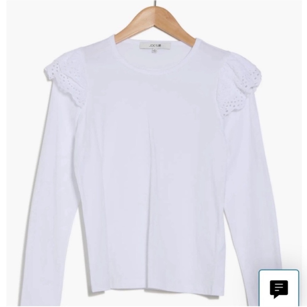 NWT Joie Women’s White Lace Accent Long Sleeve Top L
